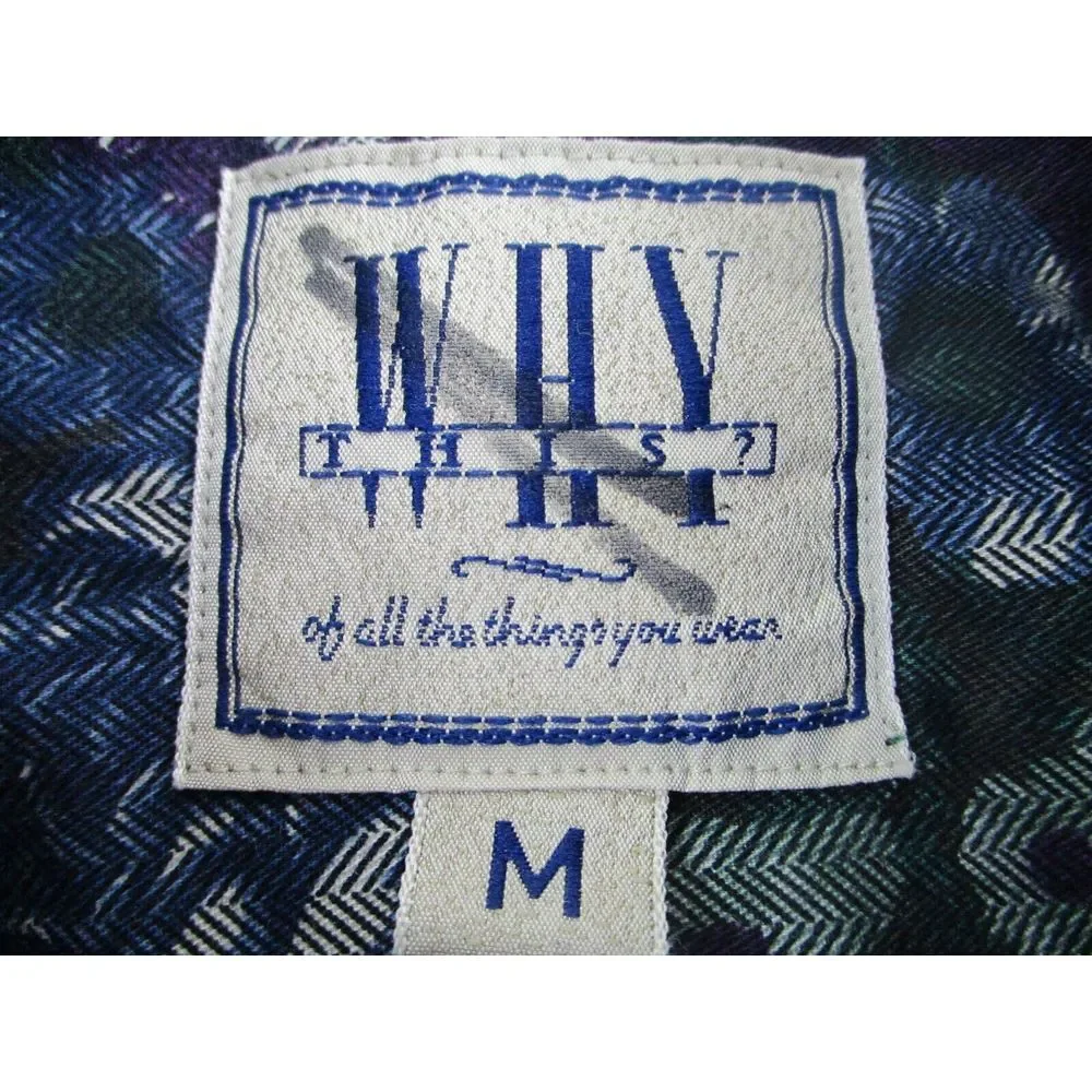 Why This? Shirt Mens Size Medium Floral Colourful Button Up Cotton Long Sleeve M